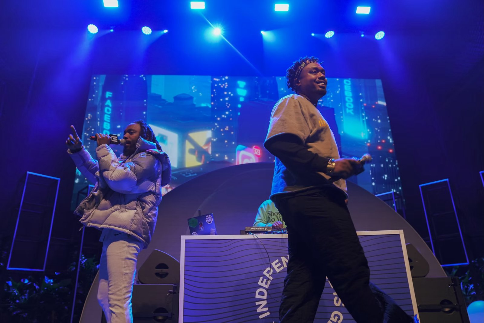 Artists cross the main stage